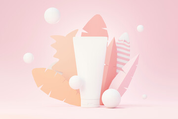 3d render of blank cosmetics skincare product or packaging for mock up. Beauty soap and spa concept. Lotion oil moisture for skin health. Premium and luxury design for branding.