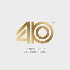 40 years anniversary logo design on white background for celebration event. Emblem of the 40th anniversary. - obrazy, fototapety, plakaty