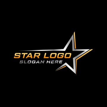 Star golden silver logo template