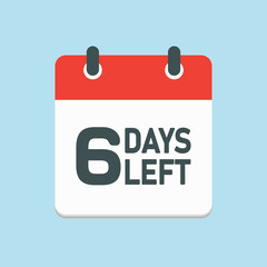 Countdown daily page calendar icon - 6 days left