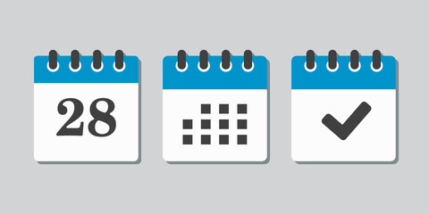 Vector icon page calendar number 28, genda, done