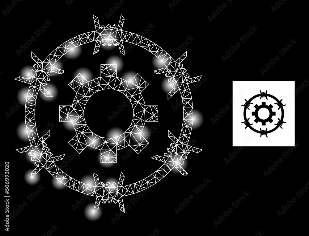 Poster glossy network industrial jail glare icon with light spots. illuminated vector model based on indust
