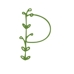 letter with floral elements isolated on white background