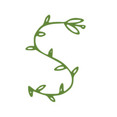 letter with floral elements isolated on white background