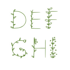 letter with floral elements isolated on white background