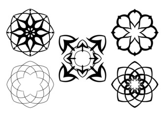 Mandala ornamental set vector black and white
