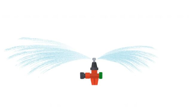 Garden sprinkler. Animation of irrigation equipment, alpha channel is enabled. Cartoon