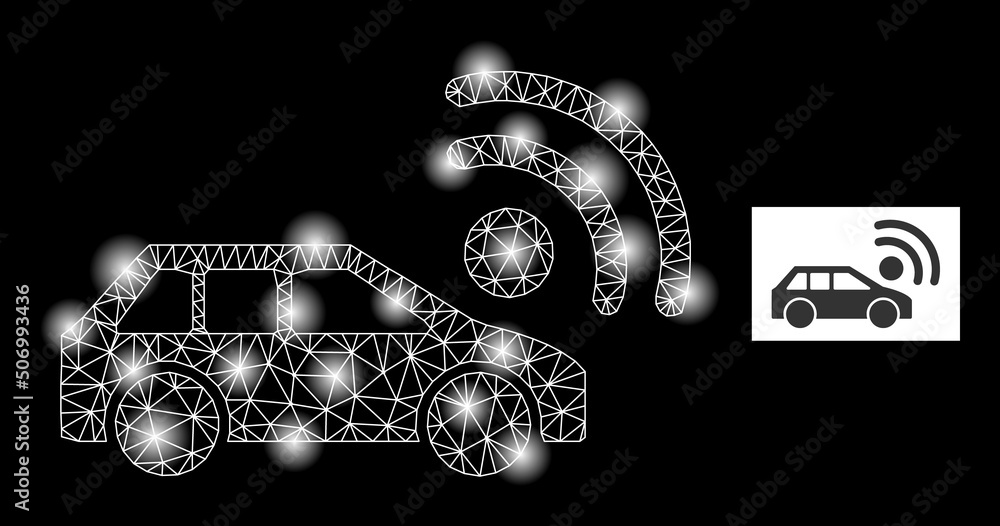 Poster glowing mesh car radar constellation icon with lightspots. illuminated vector constellation based on