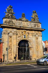 Fototapeta na wymiar Royal Gate, one of two remaining city gates and fortifications from 1700s in Szczecin, Poland