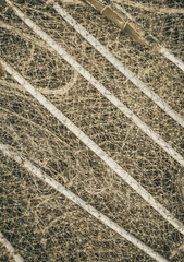 VERTICAL abstract close macro real photo beautiful wallpaper. Fisherman rope net texture fiber surface pattern. Sea blue green light colour. Futuristic subtle waving lines art modern. Pale background
