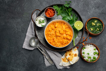 Indian curry on dark backgroound.