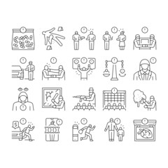 Crime Bandit Illegal Actions Icons Set Vector
