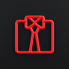 businessman  3d icon, outline red office icon, business symbol, 3d rendering - obrazy, fototapety, plakaty