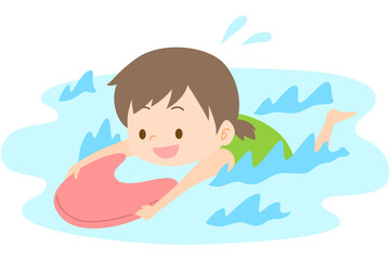ビート板で泳ぐ女の子