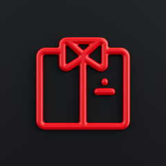 businessman  3d icon, outline red office icon, business symbol, 3d rendering - obrazy, fototapety, plakaty