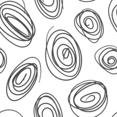 WHITE SEAMLESS VECTOR PATTERN WITH GRAY CARELESSLY DRAWN OVALS