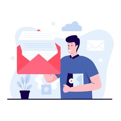 Flat design of mail service concept. Illustration for websites, landing pages, mobile applications, posters and banners. Trendy flat vector illustration