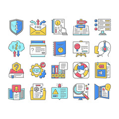 Information And Client Supporting Icons Set Vector