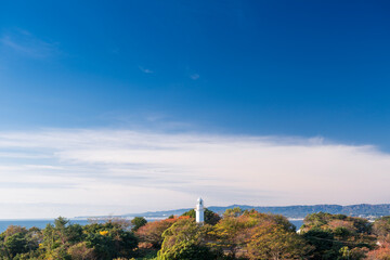 紅葉の大津岬灯台
