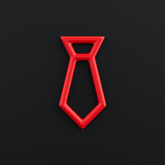 tie  3d icon, outline red office icon, business symbol, 3d rendering - obrazy, fototapety, plakaty