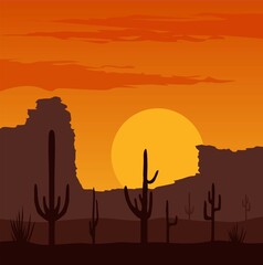 Naklejka premium sunset in desert