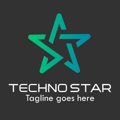 Techno star logo template illustration