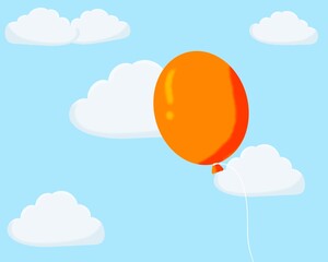 colorful balloons isolated on sky background.teaching materials,day.