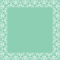 Decorative frame Elegant vector element for design in Eastern style, place for text. Floral green and white border. Lace illustration for invitations and greeting cards