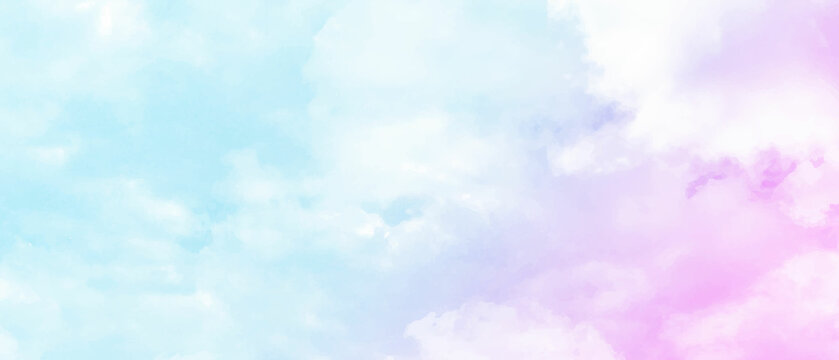 Soft pastel rainbow sky and cloud background subtle , use light effects to add more interesting and beautiful gradations of blue, purple, pink.