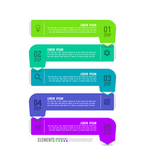 Flat infographic  business template design colorful with 5 step