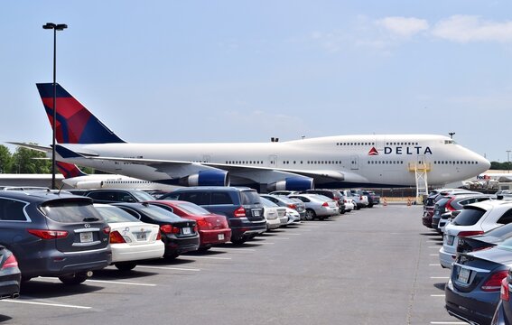 Boeing 747 (Delta Air Lines) Parked in Parking Lot in Atlanta, Georgia, USA