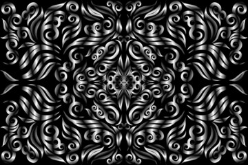 Beautiful black and white colour caleidoscope gradient flower line art pattern wallpaper of indonesian traditional abstract batik  ethnic dayak ornament for commercial  ads