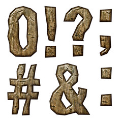 Wooden alphabet isolated on white background.