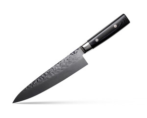 Japanese traditional Gyuto knife isolated on white background. (With path).