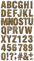 Wooden alphabet isolated on white background.