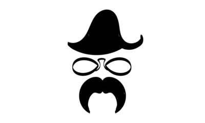 Happy Fathers Day with mustache and hat. Fathers day card for print or use as poster, flyer or T Shirt