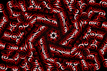 Beautiful red and white colour caleidoscope gradient flower line art pattern wallpaper of indonesian traditional abstract batik  ethnic dayak ornament for commercial  ads