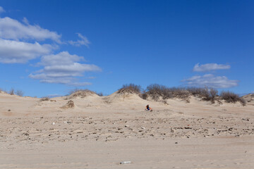 Fototapeta na wymiar Sand dunes on the Black Sea near Anapa