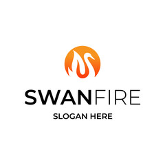 swan and fire logo design