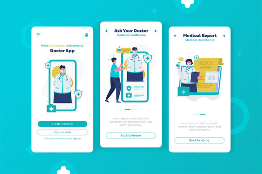 Online doctor mobile app onboard screen template