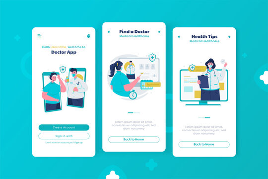 Medical healthcare illustration for mobile app on onboard screen design