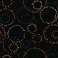 circles frame different sizes and colors abstract vector seamless pattern