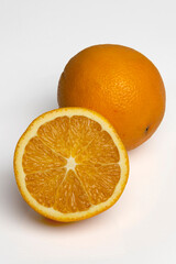 cut orange on a white background