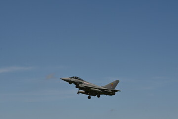 Fototapeta na wymiar Nato fighter aircraft, Nato aircraft defending European NATO airspace. Ukraine Conflict 