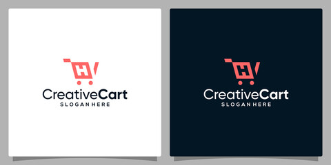 Fototapeta na wymiar Template design icon logo vector shopping cart abstract with symbol initial letter H. Premium vector