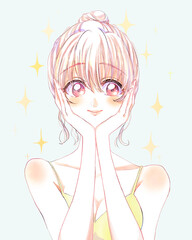 キャミソールの若い女性