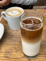 Cafe lattes in the patio, Tokyo station area year 2022 May 26th