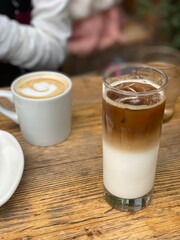 Cafe lattes in the patio, Tokyo station area year 2022 May 26th