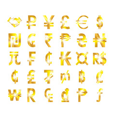 set of symbols of world currencies gold design
finicial