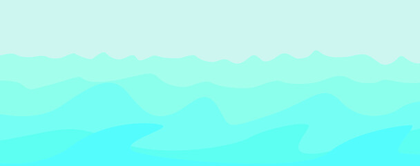 Ocean and Blue Abstract Waves .  Sea storm wave . Water splashes .Vector Illustration. 